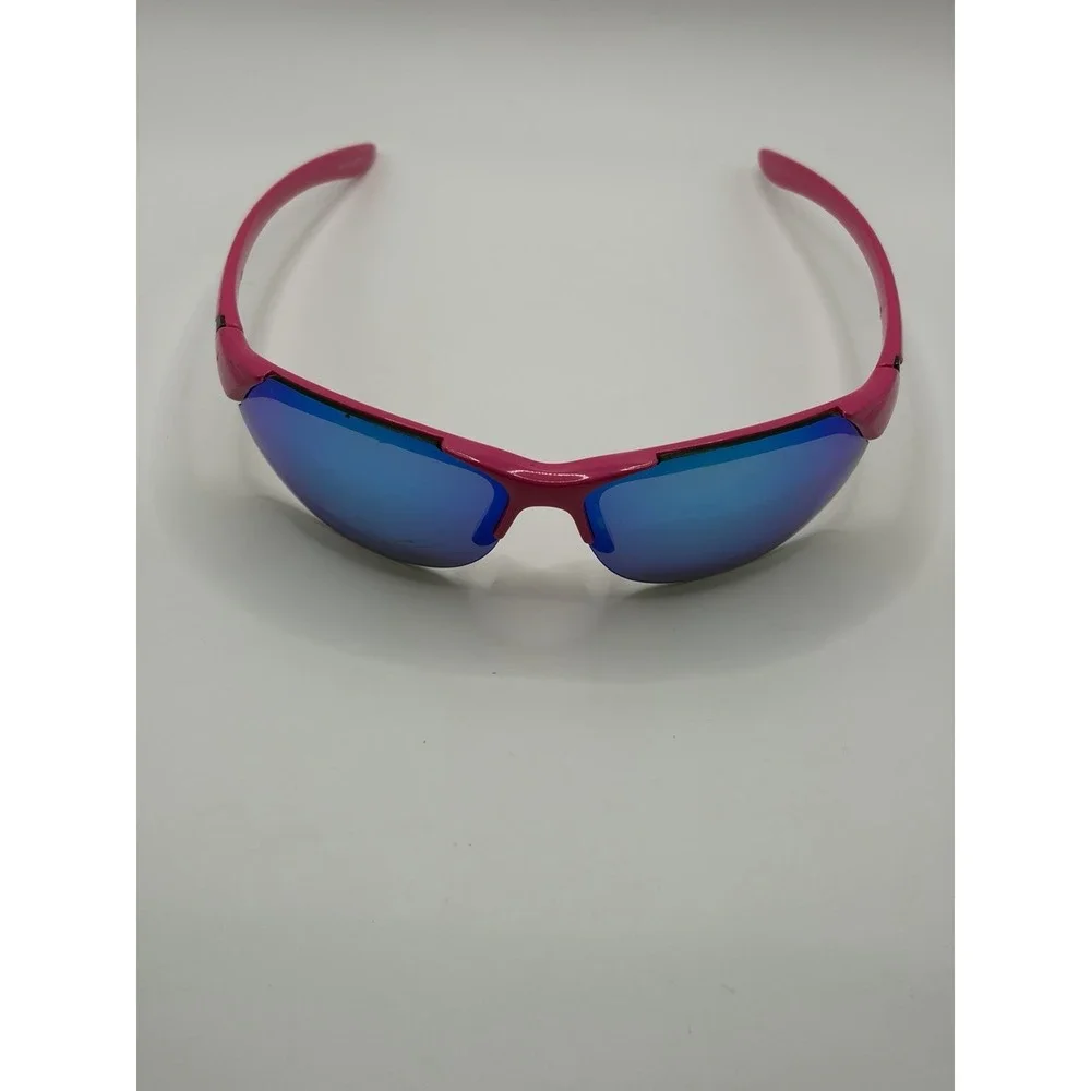 FOSTER GRANT SHAPE AFH 19 SUNGLASSES PINK & BLUE SEMI RIMLESS WRAP STYLE